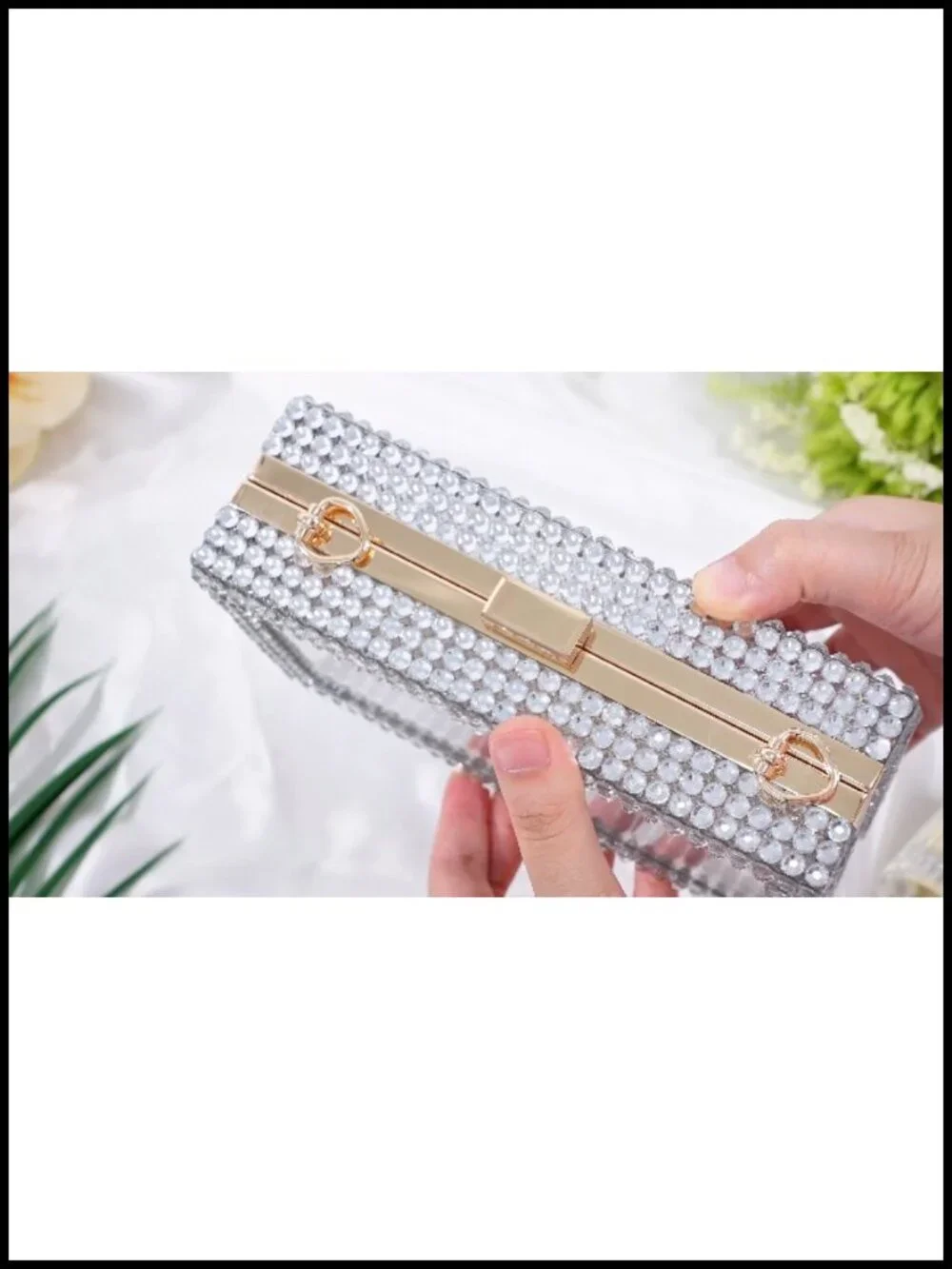 Clear Rhinestone Acrylic Clutch Purse Women Crossbody Chain Shoulder Bag Bridal